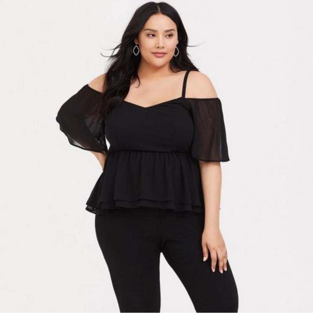 Torrid Black Chiffon Cold Shoulder Cami - image 3